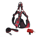 MOUZ Arnés perro antitirones, ajustable con correa y dispensador de bolsas - Rojo