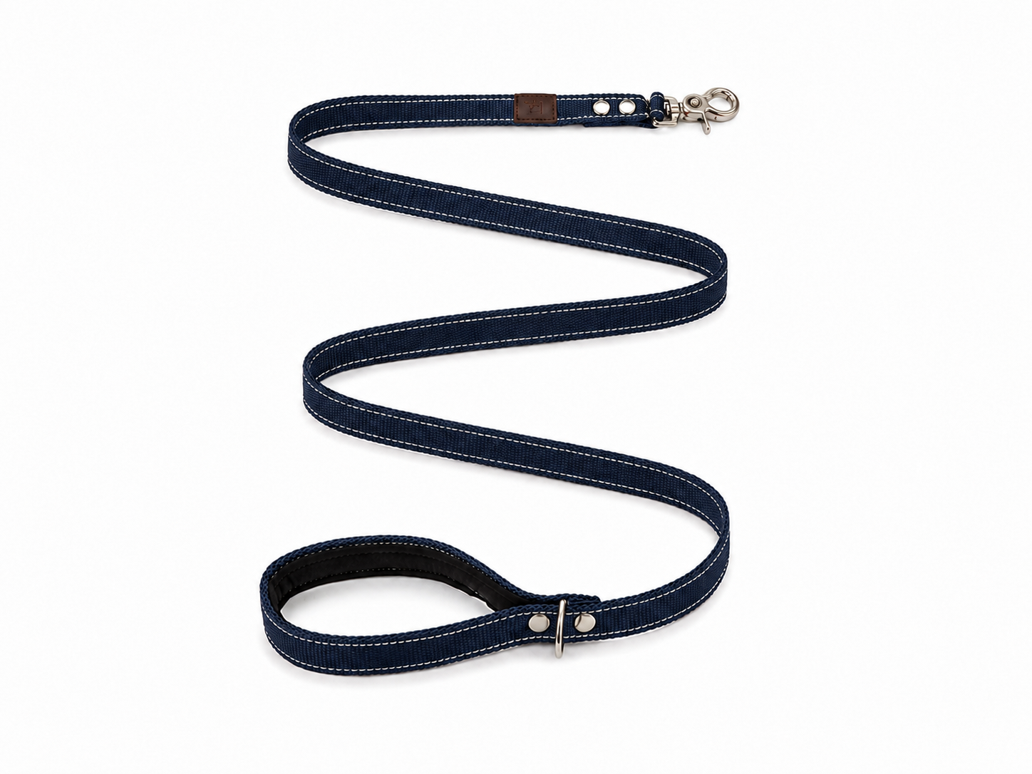 Correa perro nylon doble, alta resistencia, con mango acolchado - Azul