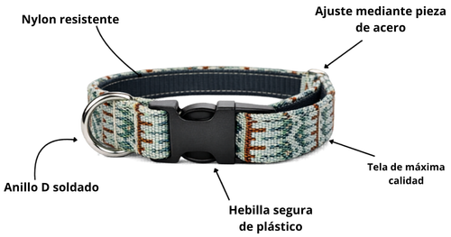 Collar perro ajustable de tela premium y nylon - Étnico