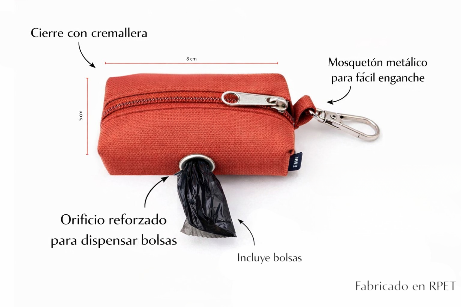 MOUZ Arnés perro antitirones, ajustable con correa y dispensador de bolsas - Rojo