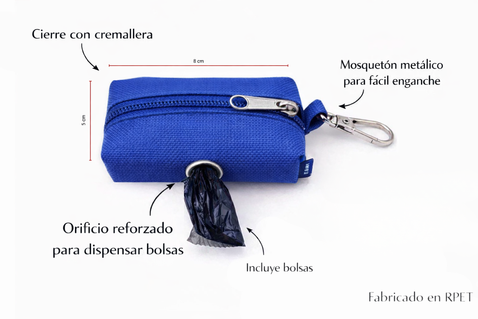 MOUZ Arnés perro antitirones, ajustable con correa y dispensador de bolsas - Azul