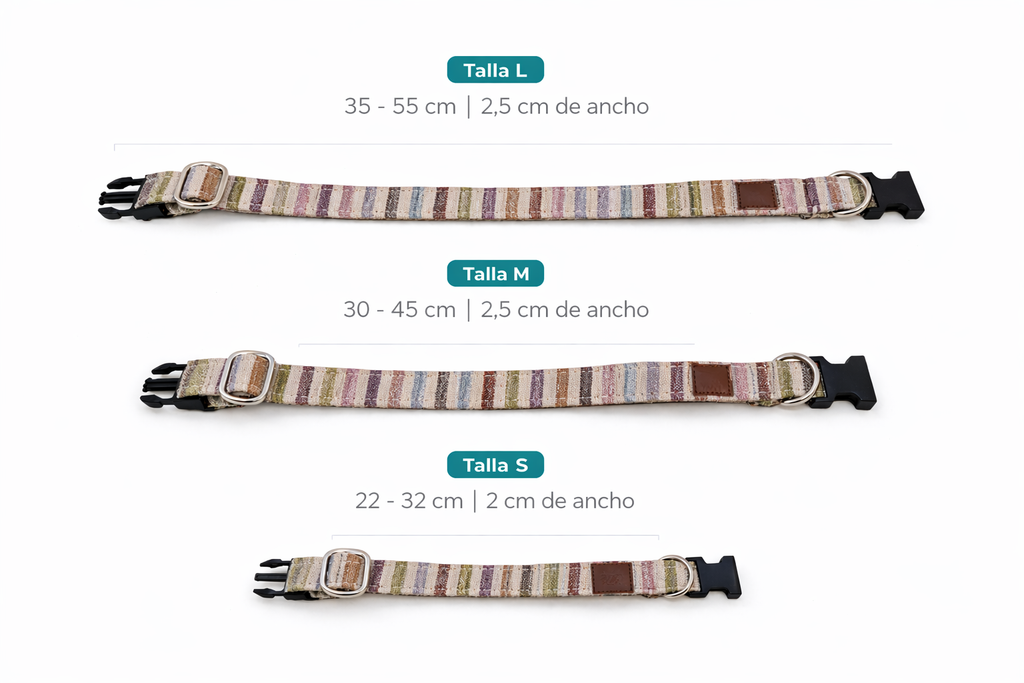 Collar perro ajustable de tela premium y nylon - Rainbow
